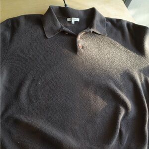brown ribbed long sleeve polo